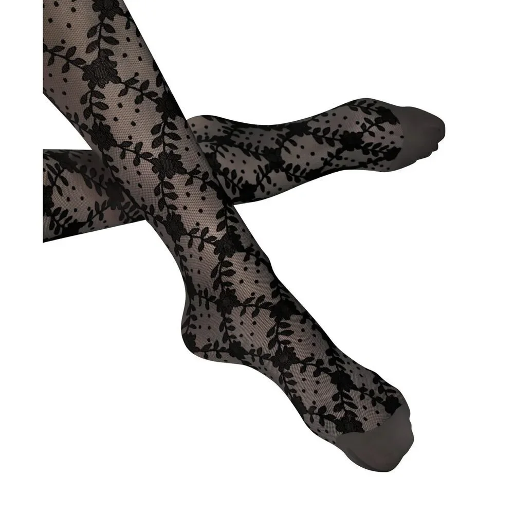 FALKE Women's Floral Shower 20 Denier Sheer Patterned Tights, Black M